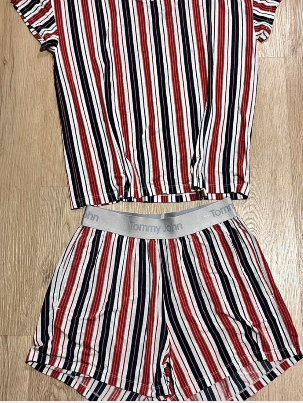 Tommy John Second Skin Red, Navy & White Striped Top and Shorts Set